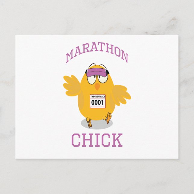 Funny Marathon Chick Postkarte (Vorderseite)