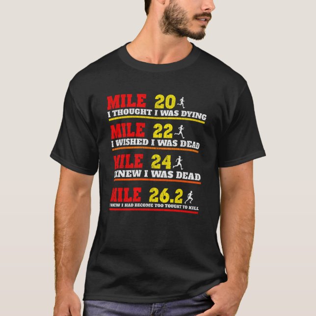 Funny Marathoner Runner Gedanken Laufender Joke T-Shirt (Vorderseite)