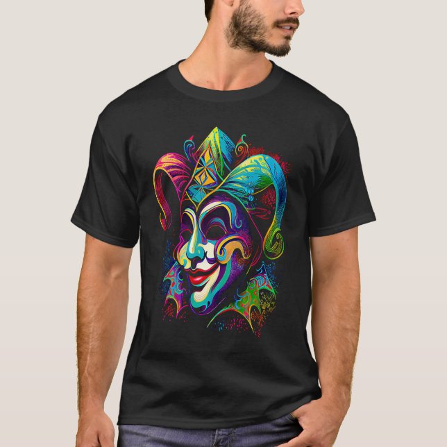 Funny Mardi Gras Carnival parade with beads party  T-Shirt (Vorderseite)