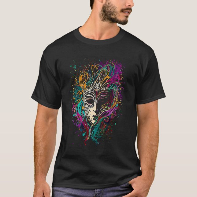 Funny Mardi Gras Carnival parade with beads party  T-Shirt (Vorderseite)