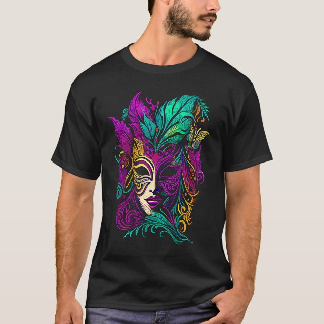 Funny Mardi Gras Carnival parade with beads party  T-Shirt (Vorderseite)