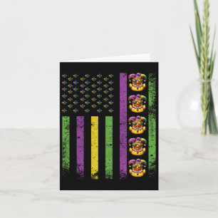 Funny Mardi Gras Ducks Usa Flag Beads Rubber Duck Karte