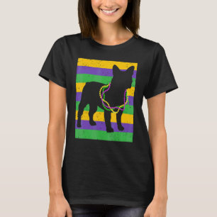 Funny Mardi Gras French Bulldog Beads und Jester H T-Shirt
