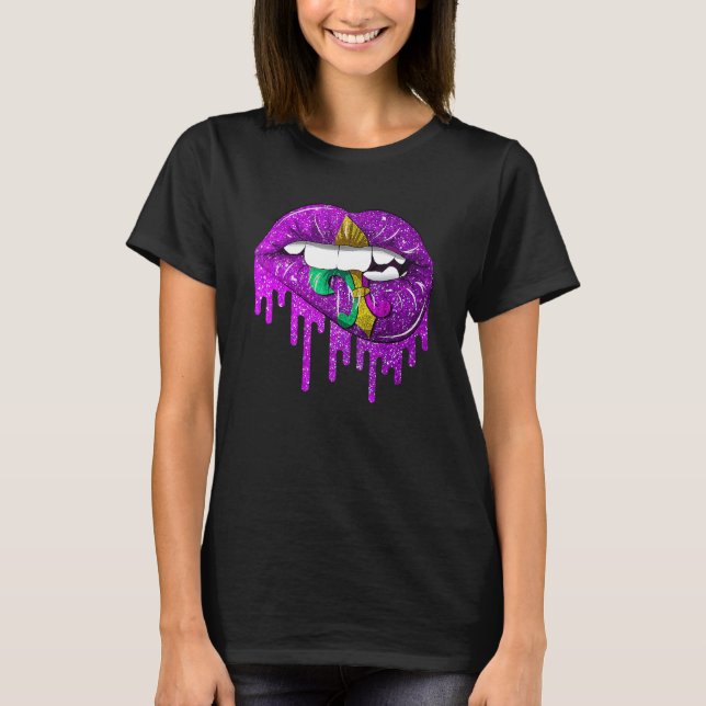Funny Mardi Gras Karneval Lila Goldgräber T-Shirt (Vorderseite)