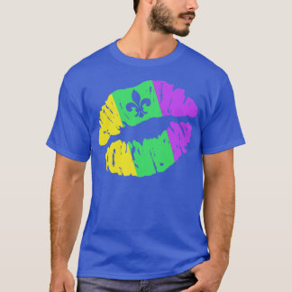 Funny Mardi Gras küsst Lippen mit Lilie T-Shirt