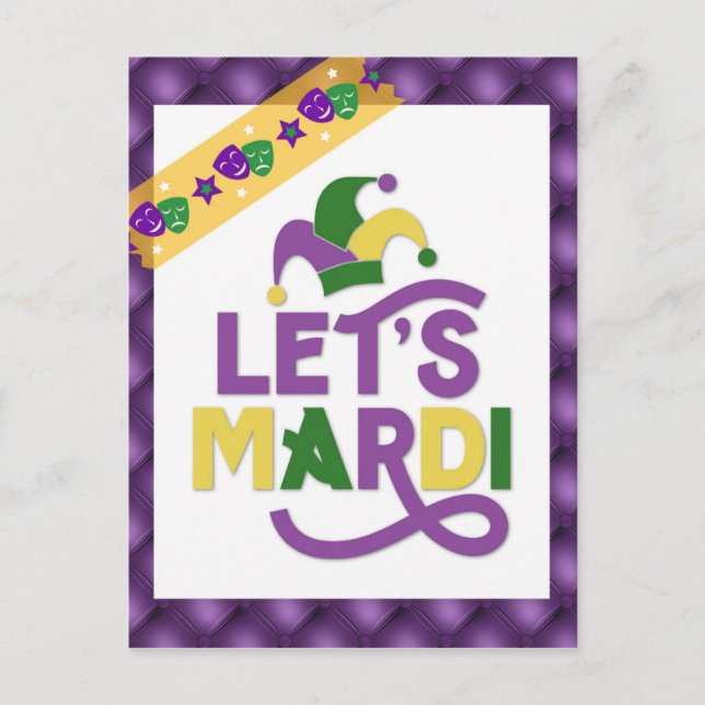 Funny Mardi Gras Lila Gold Postkarte (Vorderseite)