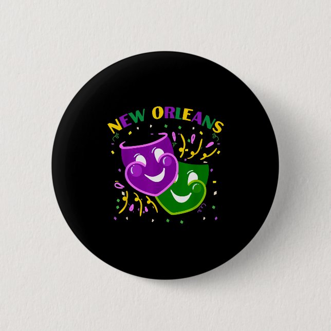 Funny Mardi Gras Mask Louisiana New Orleans Carniv Button (Vorderseite)
