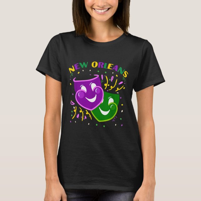 Funny Mardi Gras Mask Louisiana New Orleans Carniv T-Shirt (Vorderseite)