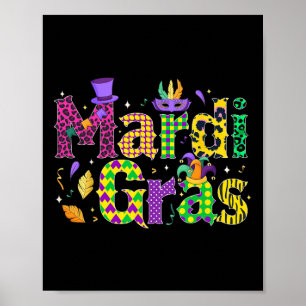 Funny Mardi Gras Parade Costume Jester Hat New Orl Poster