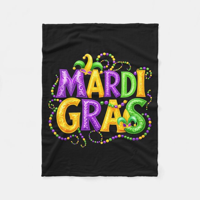Funny Mardi Gras Parade Jester Hat Beads Men Women Fleecedecke (Vorderseite)