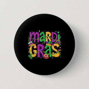 Funny Mardi Gras Parade Outfit Jester Hat Men Wome Button