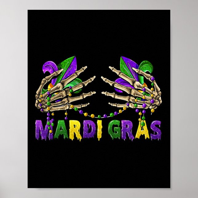 Funny Mardi Gras Skeleton Hands Poster (Vorne)