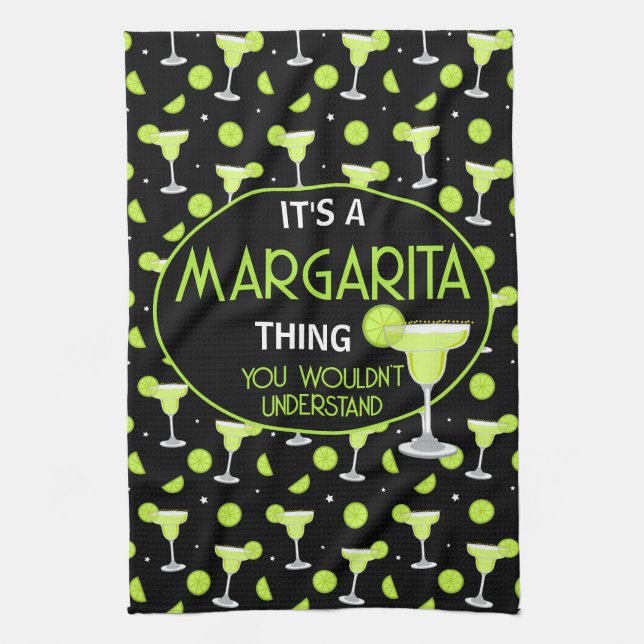 Funny Margarita Quote Cocktail Lover Geschirrtuch (Vertikal)