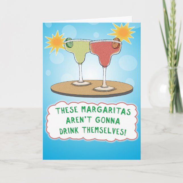 Funny Margaritas Birthday Karte (Vorderseite)