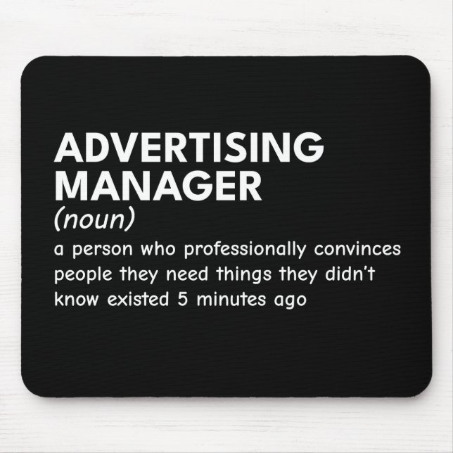 Funny Marketing Manager Definition Mousepad (Vorne)