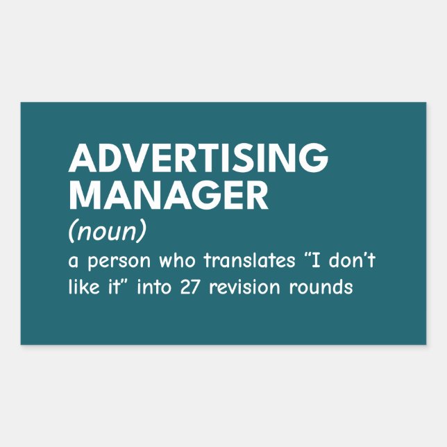 Funny Marketing Manager Definition Rechteckiger Aufkleber (Vorderseite)