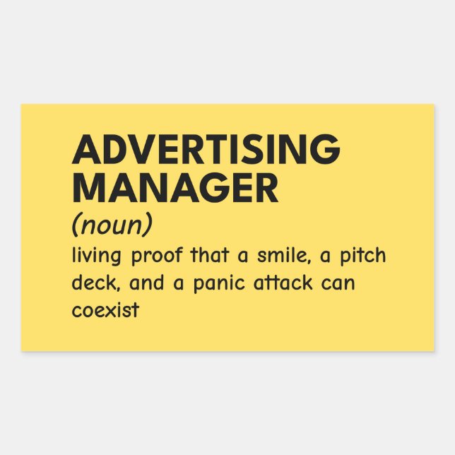 Funny Marketing Manager Definition Rechteckiger Aufkleber (Vorderseite)