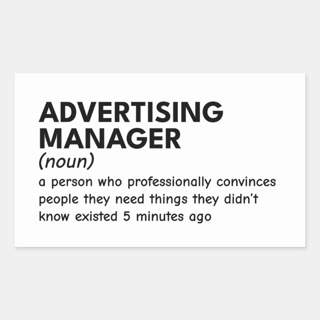 Funny Marketing Manager Definition Rechteckiger Aufkleber (Vorderseite)
