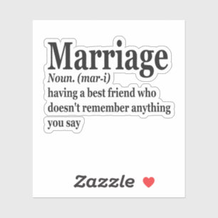 Funny Marriage Definition Ehepaar Ehemann-Geschenk Aufkleber