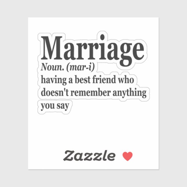 Funny Marriage Definition Ehepaar Ehemann-Geschenk Aufkleber (Blatt)