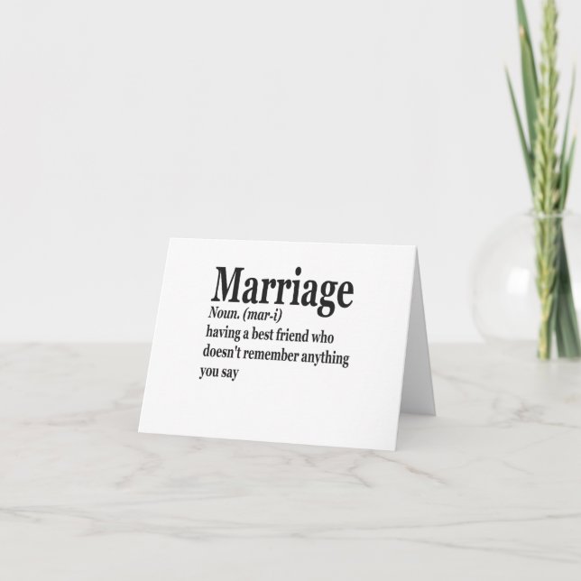 Funny Marriage Definition Ehepaar Ehemann-Geschenk Dankeskarte (Vorderseite)