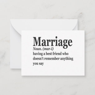 Funny Marriage Definition Ehepaar Ehemann-Geschenk Mitteilungskarte