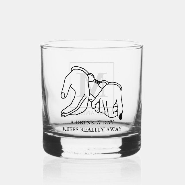 Funny Marriage Monogram | Name Whiskyglas (Vorderseite)
