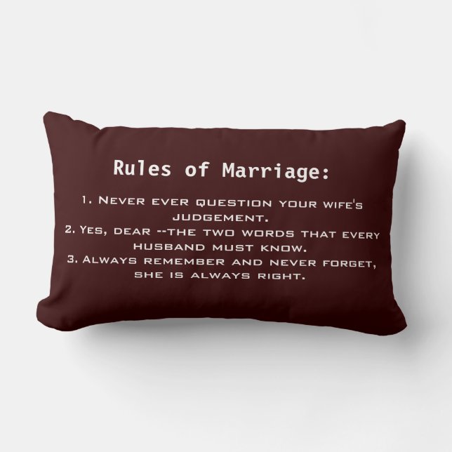 Funny Marriage Rules Throw Kissen (Vorderseite)