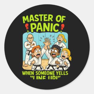 Funny Martial Arts Panic Line Up Boxing Cartoon Runder Aufkleber
