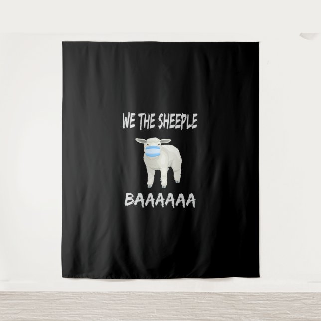 Funny mask sheep Sheeple Wearing Face Wandteppich (Vorderseite)