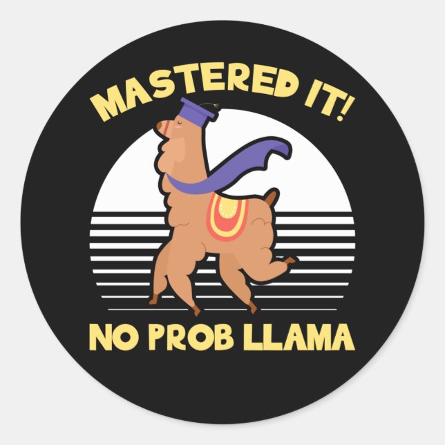 Funny Master Abschluss Llama Graduate Joke Runder Aufkleber (Vorderseite)