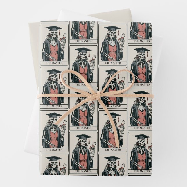 Funny Master Graduation Gift Skeleton Graduate  Geschenkpapier Set (Beispiel)