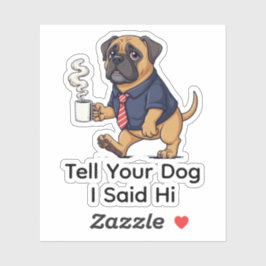 Funny Mastiff Dog Business Suit Coffee  Aufkleber