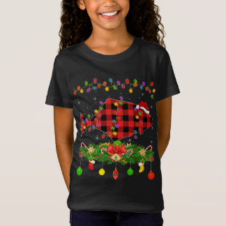 Funny Matching Buffalo Kariert Halibut Fish Christ T-Shirt