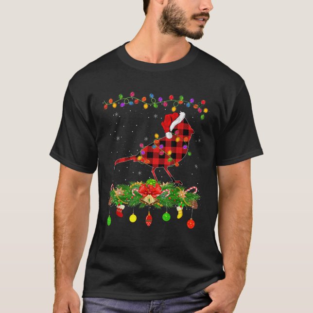 Funny Matching Buffalo Karierter Kardinal Bird Chr T-Shirt (Vorderseite)