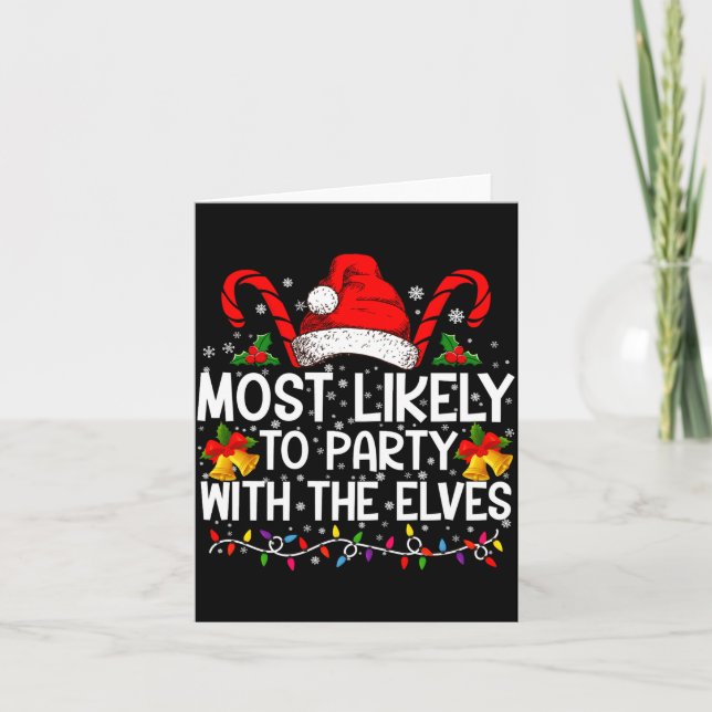 Funny Matching Christmas Most Likely To Party  Karte (Vorderseite)