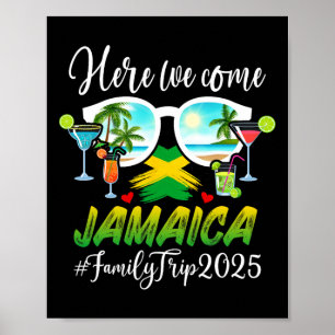Funny Matching Family Trip Jamaica 2025 Black V-ne Poster