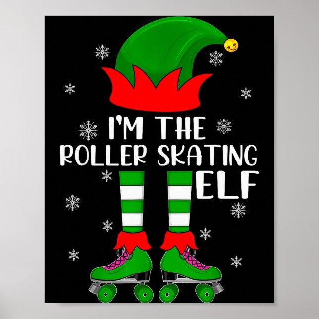 Funny Matching Group The Roller Skating Elf Christ Poster (Vorne)