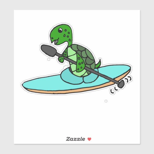 Funny Matching Sea Turtle Kayaking Cartoon Aufkleber (Blatt)