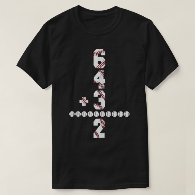 Funny Math 6 4 3 2 Baseball Lover Player Grafik T-Shirt (Design vorne)