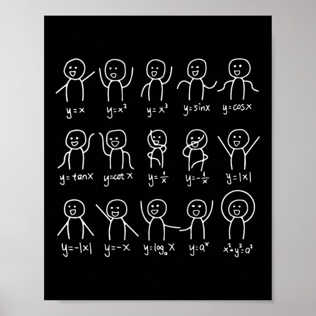 Funny Math Dances Happy Face Sketch Algebra Spaß Poster (Vorne)