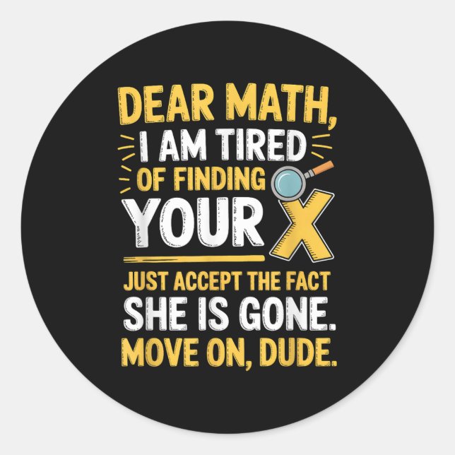Funny Math Design For Boys Girls Math Teachers Men Runder Aufkleber (Vorderseite)
