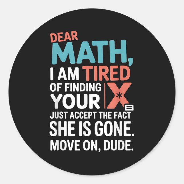 Funny Math Design For Boys Girls Math Teachers Men Runder Aufkleber (Vorderseite)