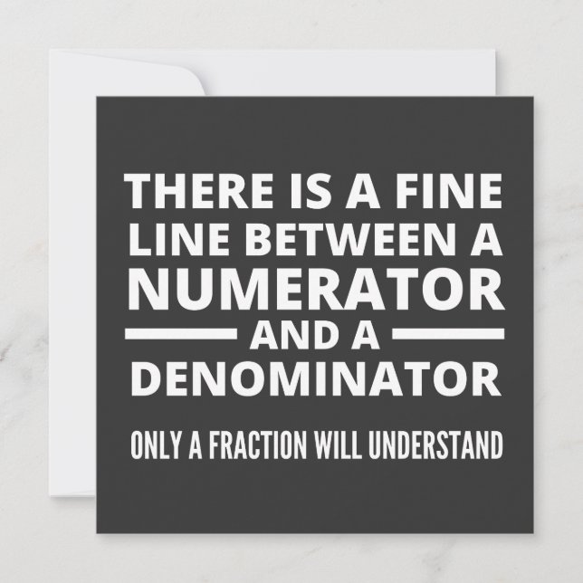 Funny Math FINE LINE NUMERATOR DENOMINATOR Einladung (Vorderseite)