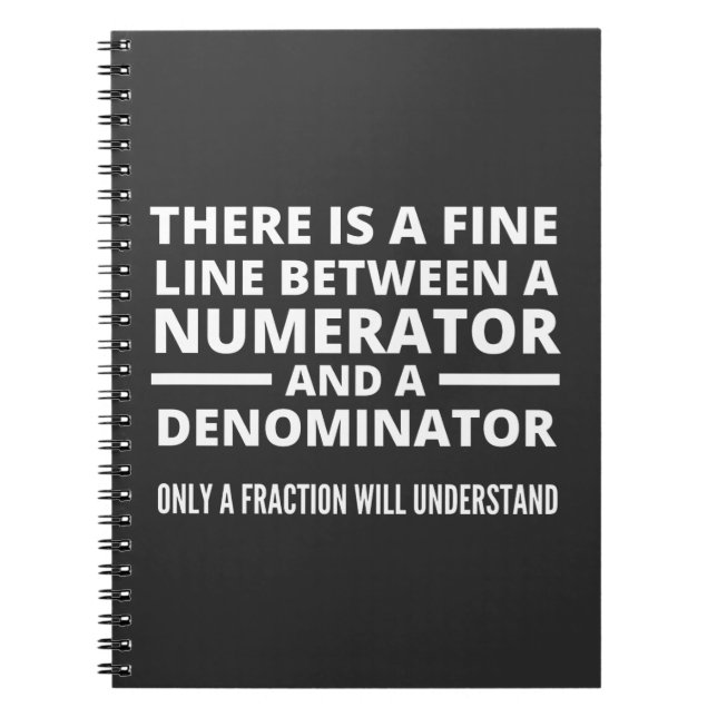 Funny Math FINE LINE NUMERATOR DENOMINATOR Notizblock (Vorderseite)