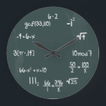 Funny Math Genius Geek Große Wanduhr<br><div class="desc">Funny Mathe Genie Wanduhr. Einfache Wanduhr der Mathematikgleichung. Pop Quiz. Gutes Geschenk für Ihren Mathematikassistenten. Weiße Kreide mit grünem Kreideboden. elpgeek</div>