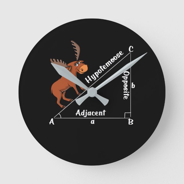 Funny Math Hypotemoose Geometry Else Joke Pun Runde Wanduhr (Vorderseite)