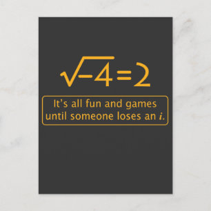 Funny Math Joke - imaginäre Nummer vermisst Postkarte