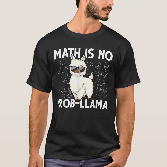 Funny Math Nerd Geek Llama Animal Alpaca Mathemati T-Shirt (Vorderseite)