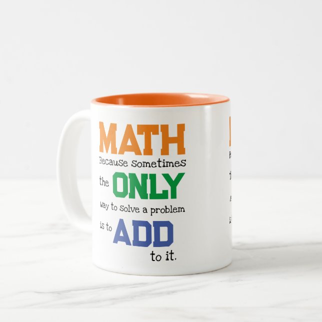Funny Math Problem Addition Pun Zweifarbige Tasse (Vorderseite Links)